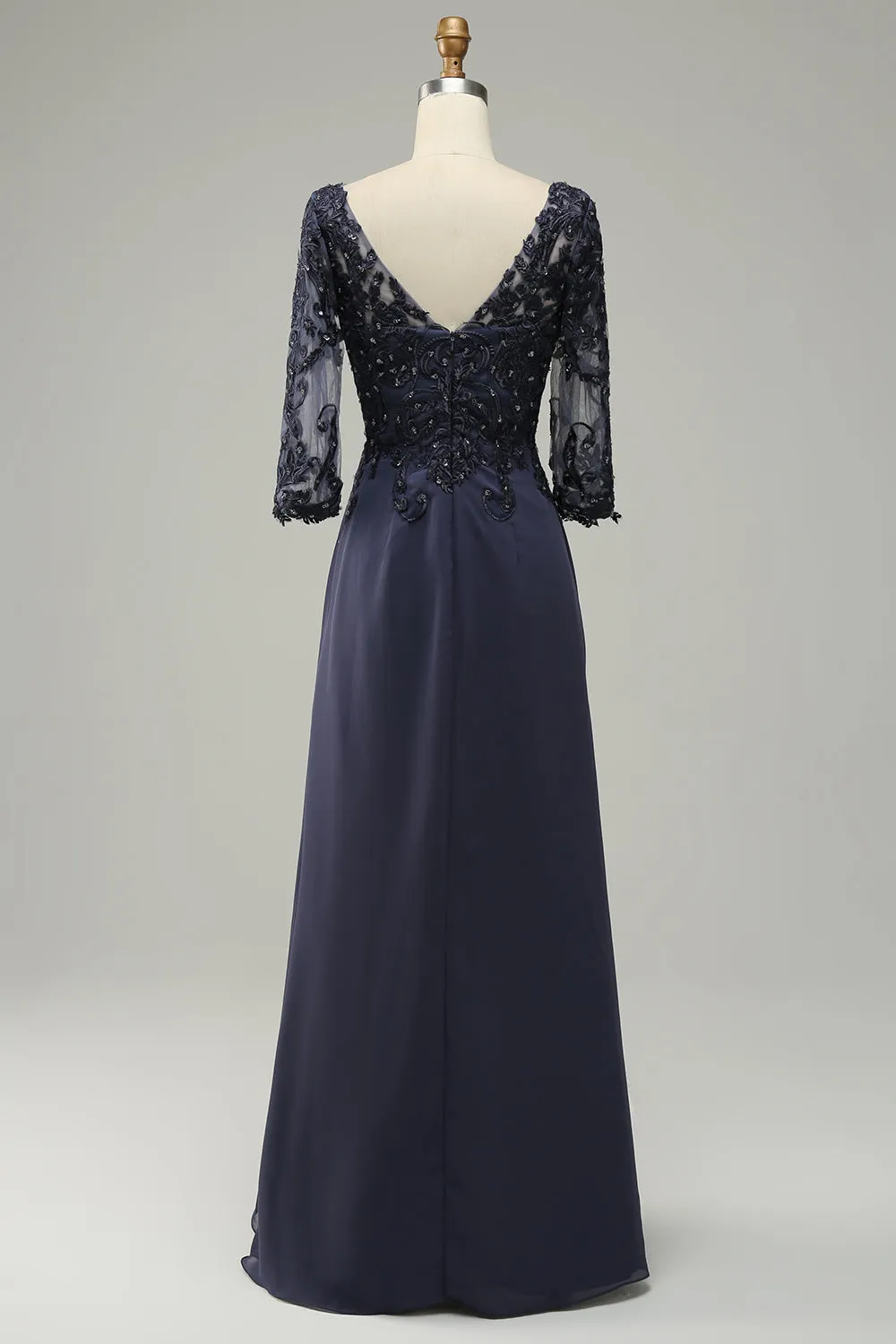 Long Sleeves Blue Mother of Bride Dress with Appliques sold by Zapaka product image thumbnail 2