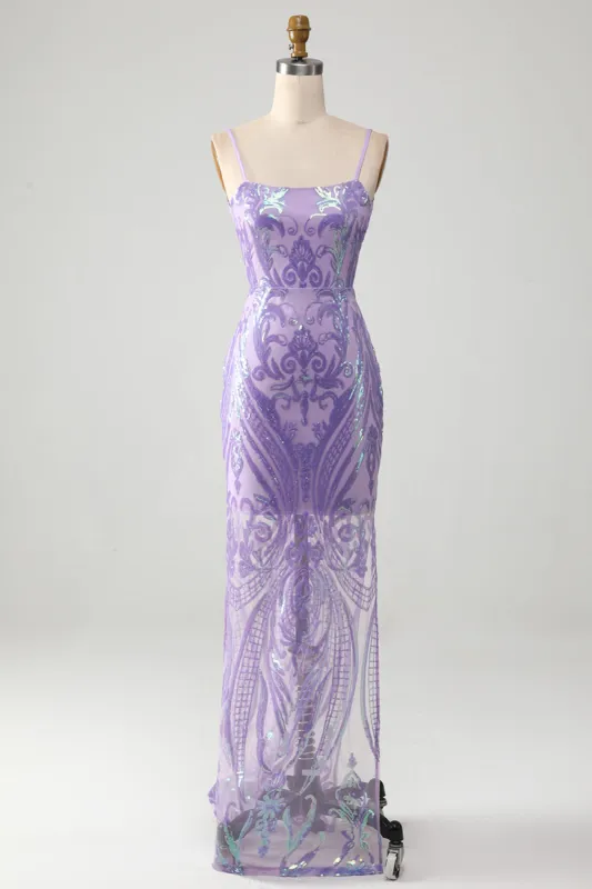 Light Purple Backless Prom Dress with Sequins sold by Zapaka