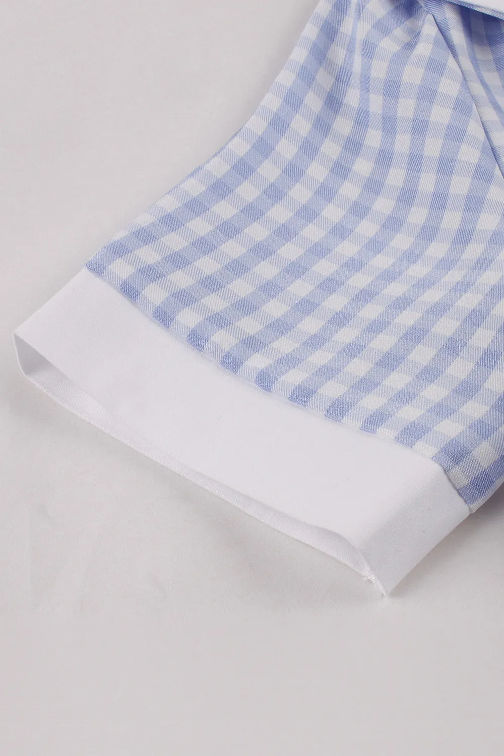 Blue Lapel Neck Plaid Vintage 1950s Dress sold by Zapaka product image thumbnail 5