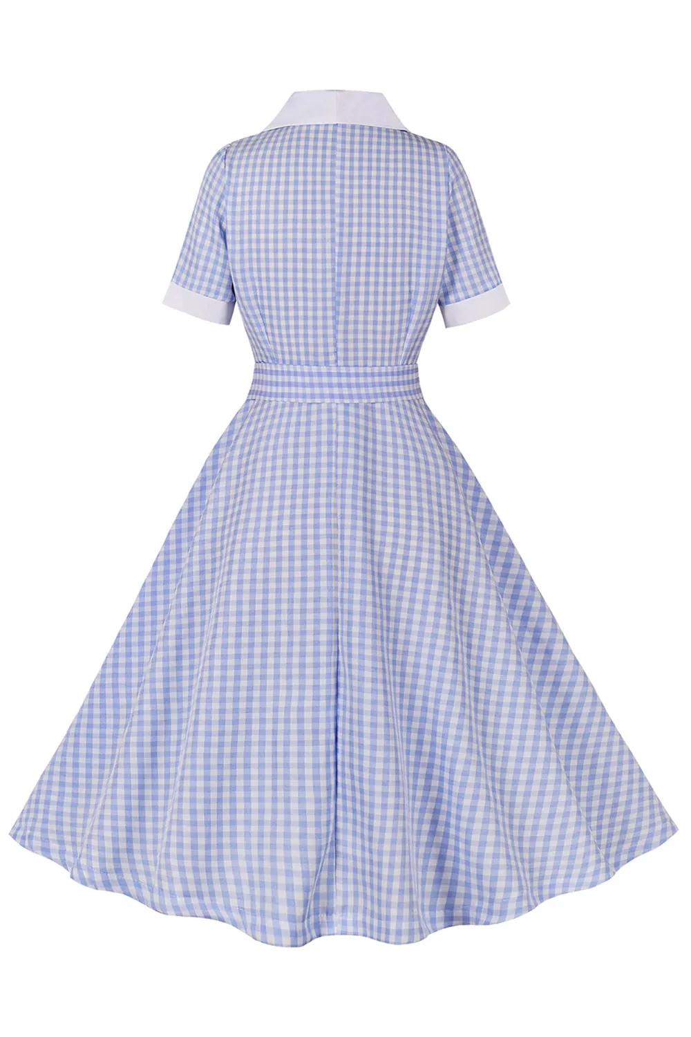 Blue Lapel Neck Plaid Vintage 1950s Dress sold by Zapaka product image thumbnail 2