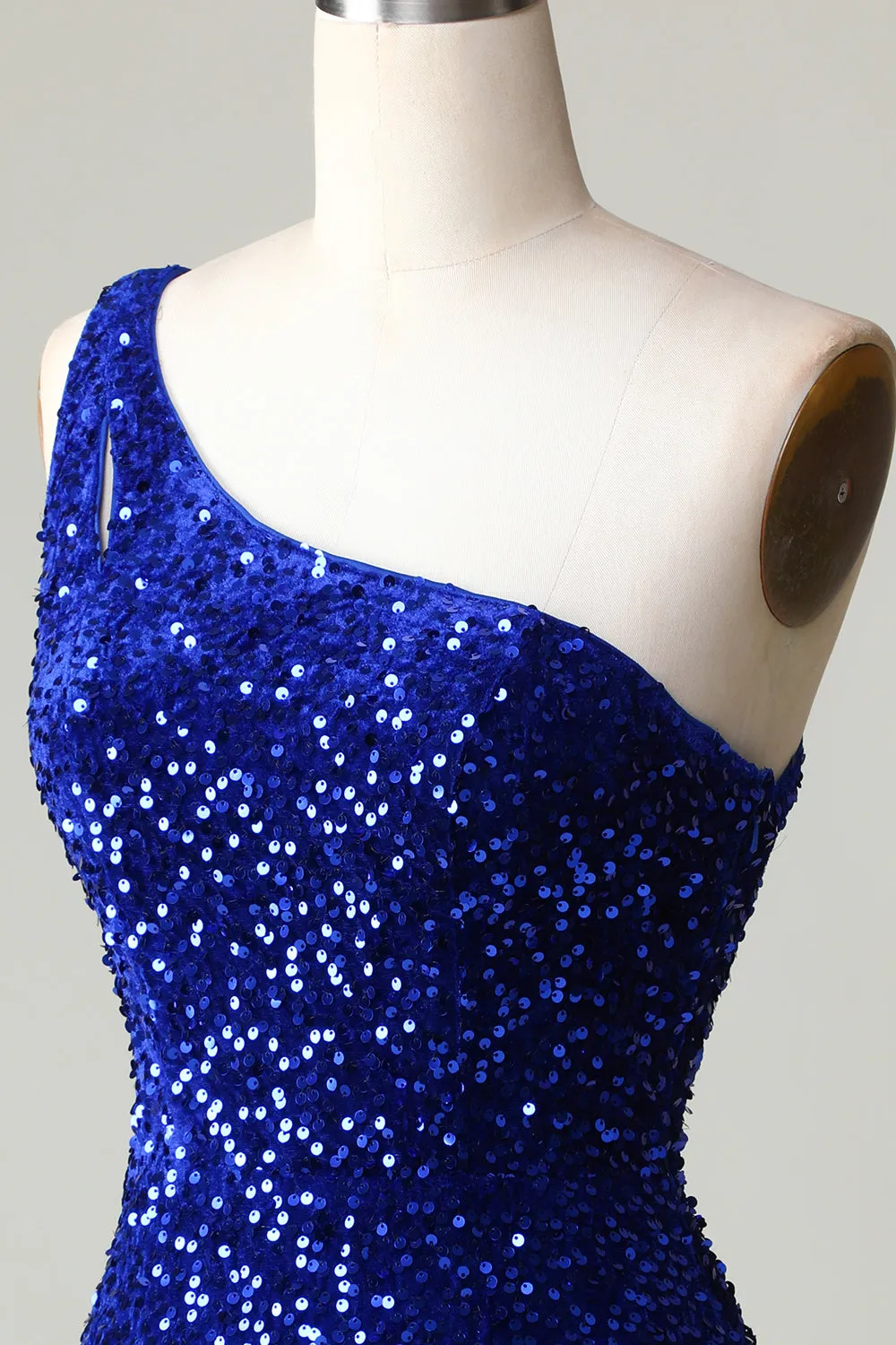 Sequins One Shoulder Royal Blue Tight Beading Short Homecoming Dress sold by Zapaka product image thumbnail 5