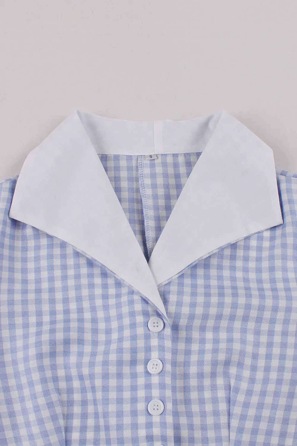 Blue Lapel Neck Plaid Vintage 1950s Dress sold by Zapaka product image thumbnail 3