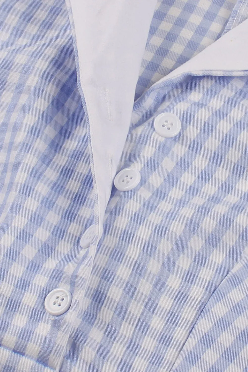 Blue Lapel Neck Plaid Vintage 1950s Dress sold by Zapaka product image thumbnail 4