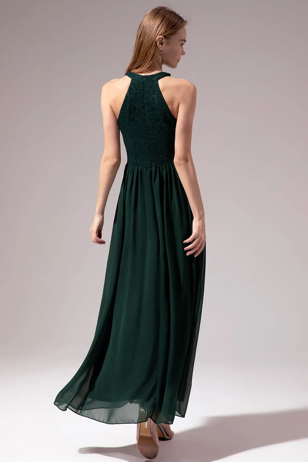 Halter Long Lace Bridesmaid Dress sold by Zapaka product image thumbnail 2