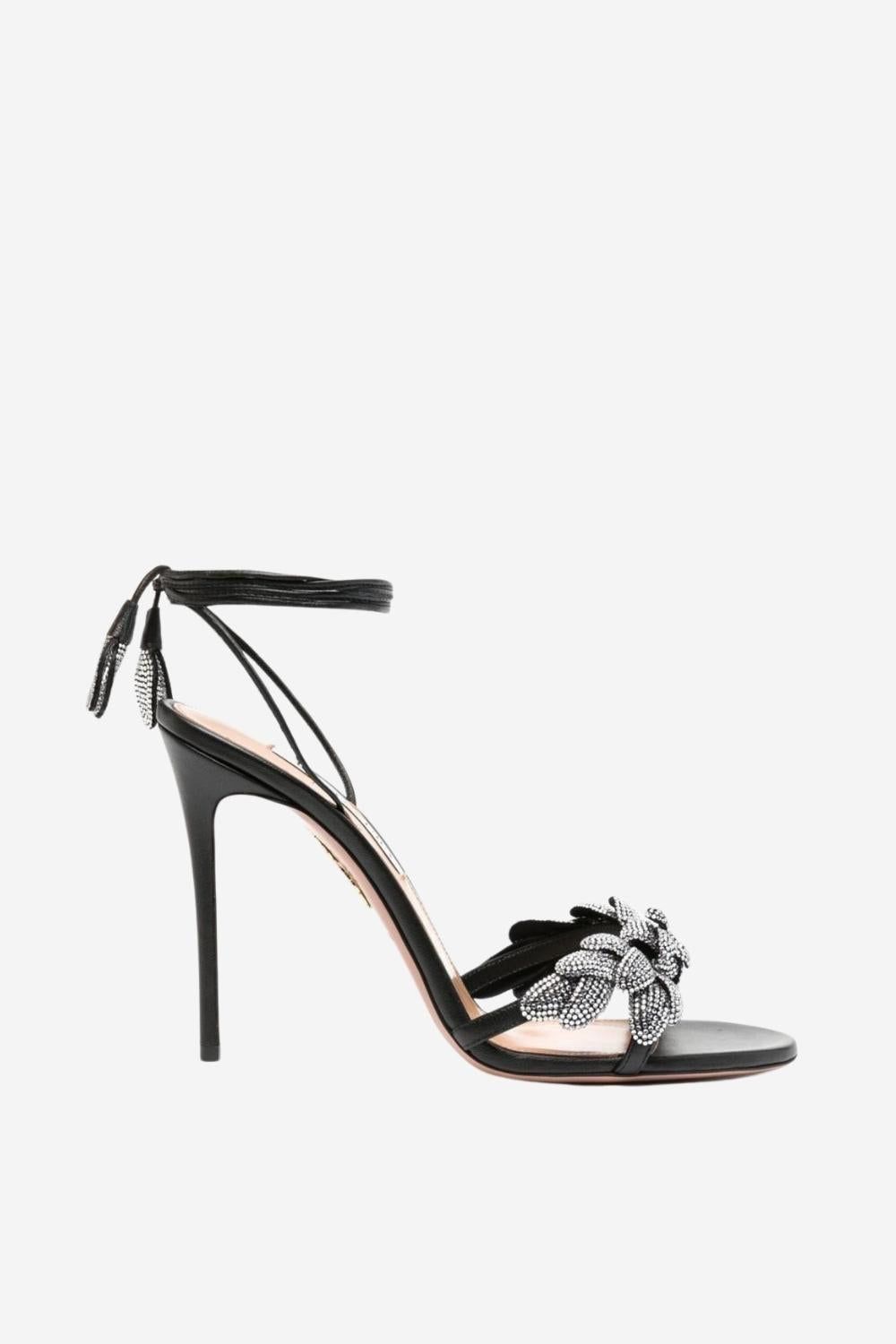 Black Pointed Toe Stiletto Sandals with Beading sold by Zapaka product image thumbnail 3