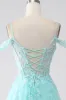 Light Green Cold Shoulder Sequins Prom Dress sold by Zapaka