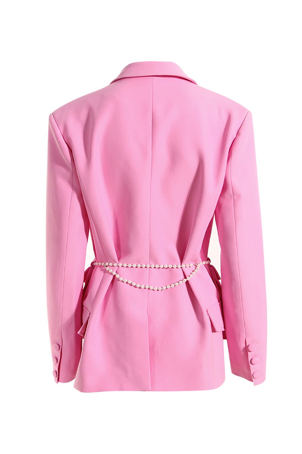Pink Notched Lapel Women Party Blazer with Pearl Belt sold by Zapaka product image thumbnail 2