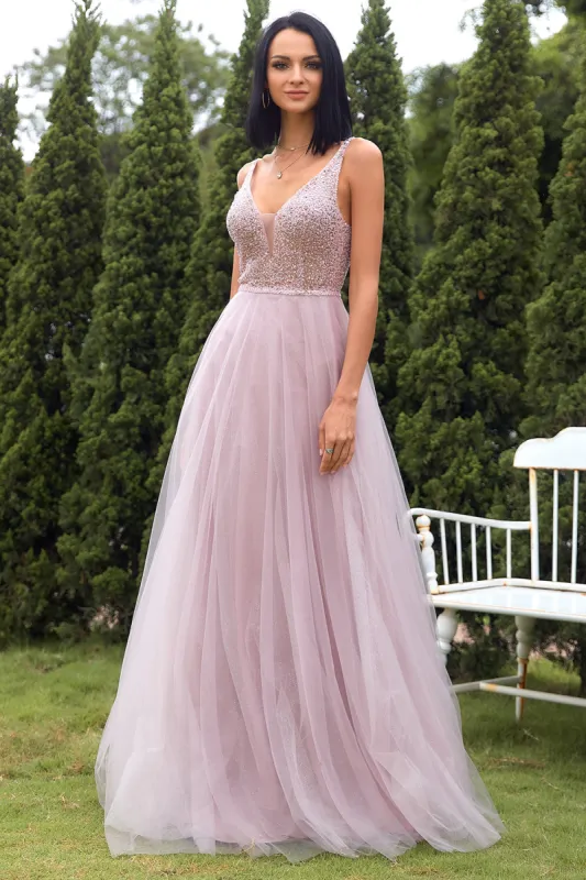 Blush Tulle & Sequins Prom Dress sold by Zapaka