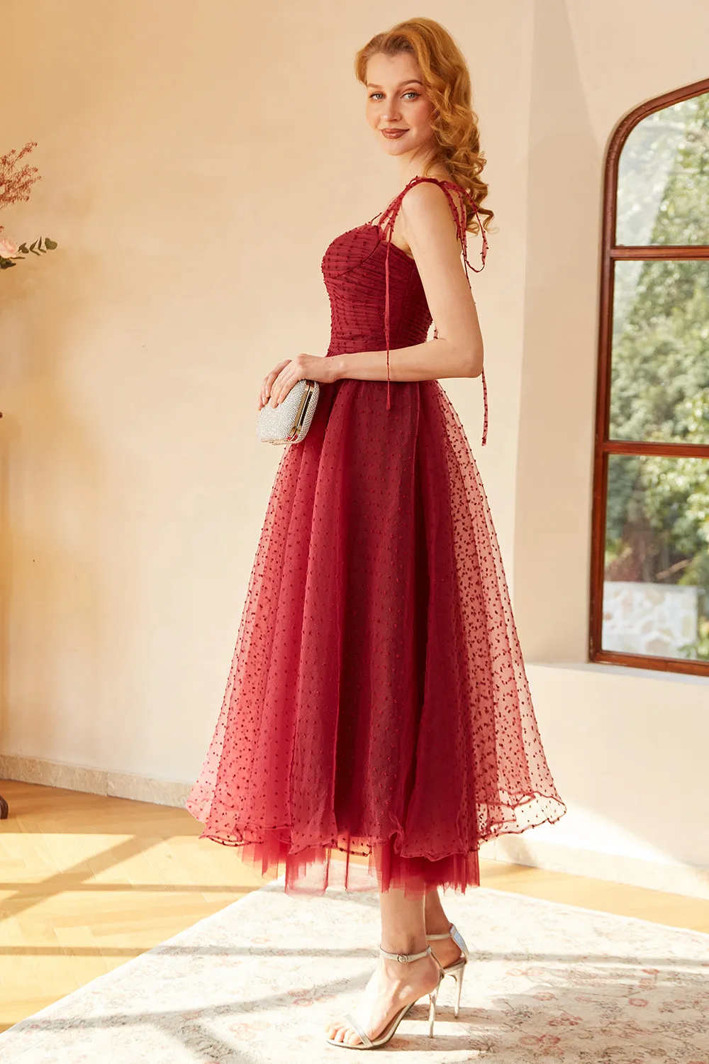 Red Polka Dots Spaghetti Straps Prom Dress sold by Zapaka product image thumbnail 4