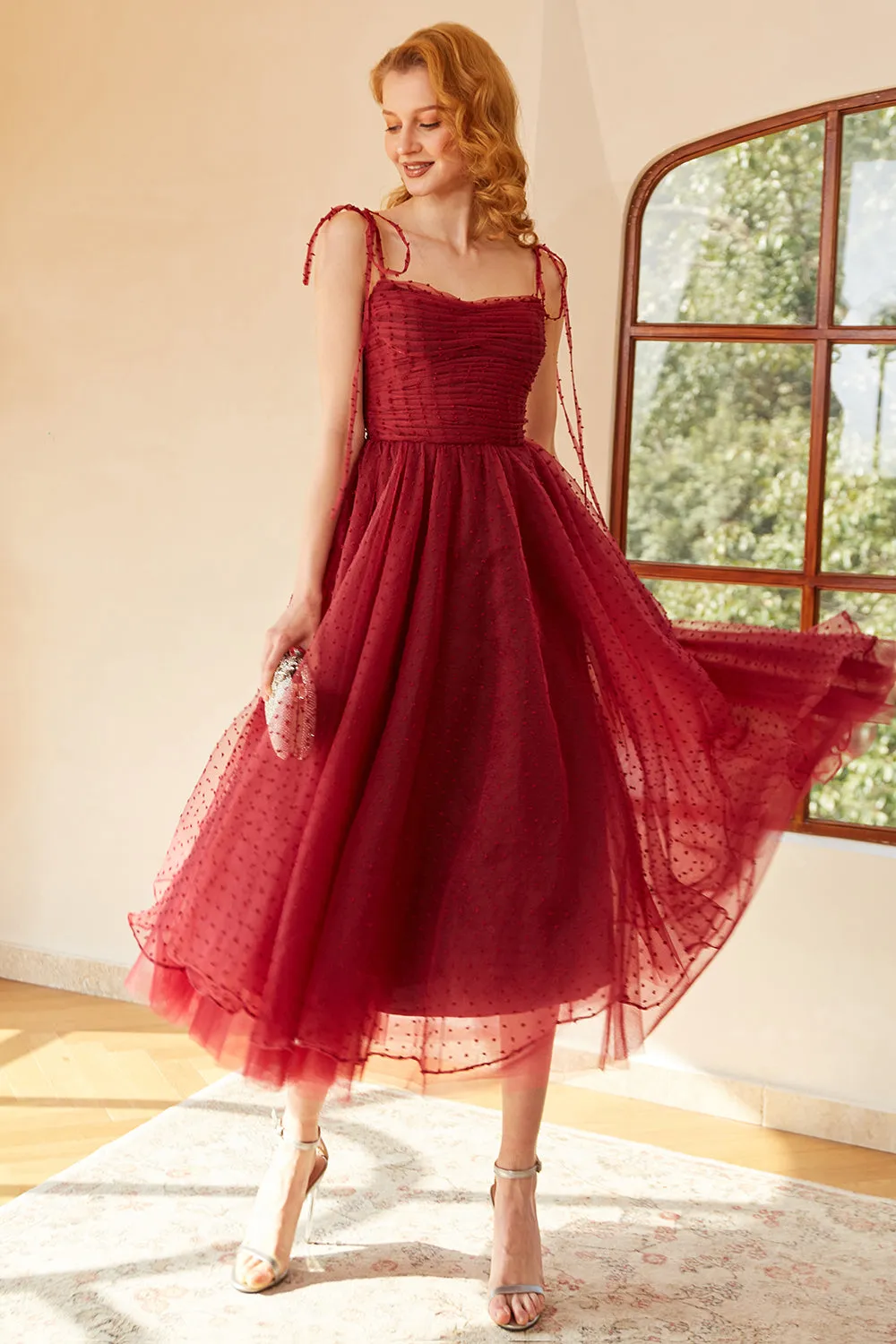 Red Polka Dots Spaghetti Straps Prom Dress sold by Zapaka