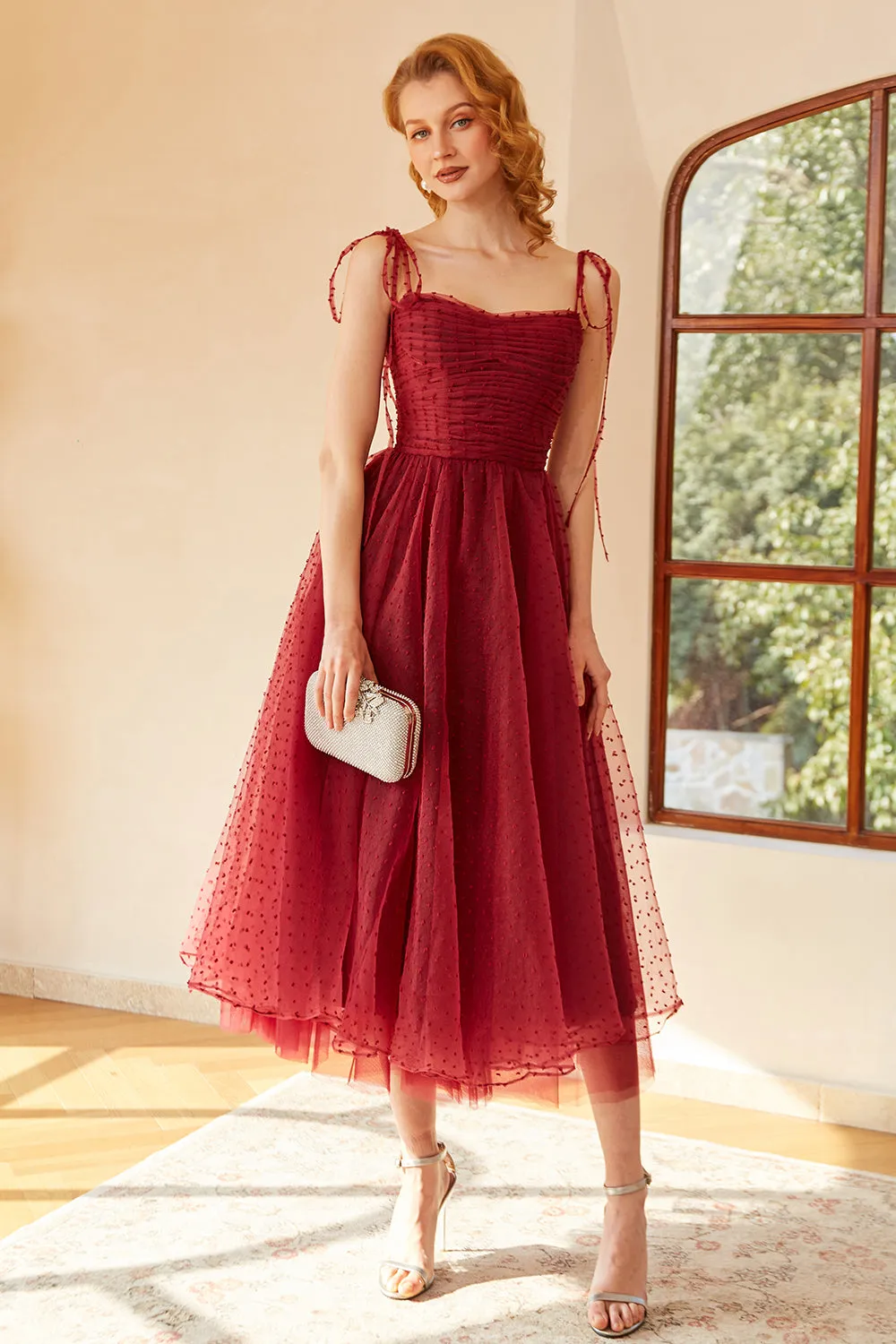 Red Polka Dots Spaghetti Straps Prom Dress sold by Zapaka product image thumbnail 5