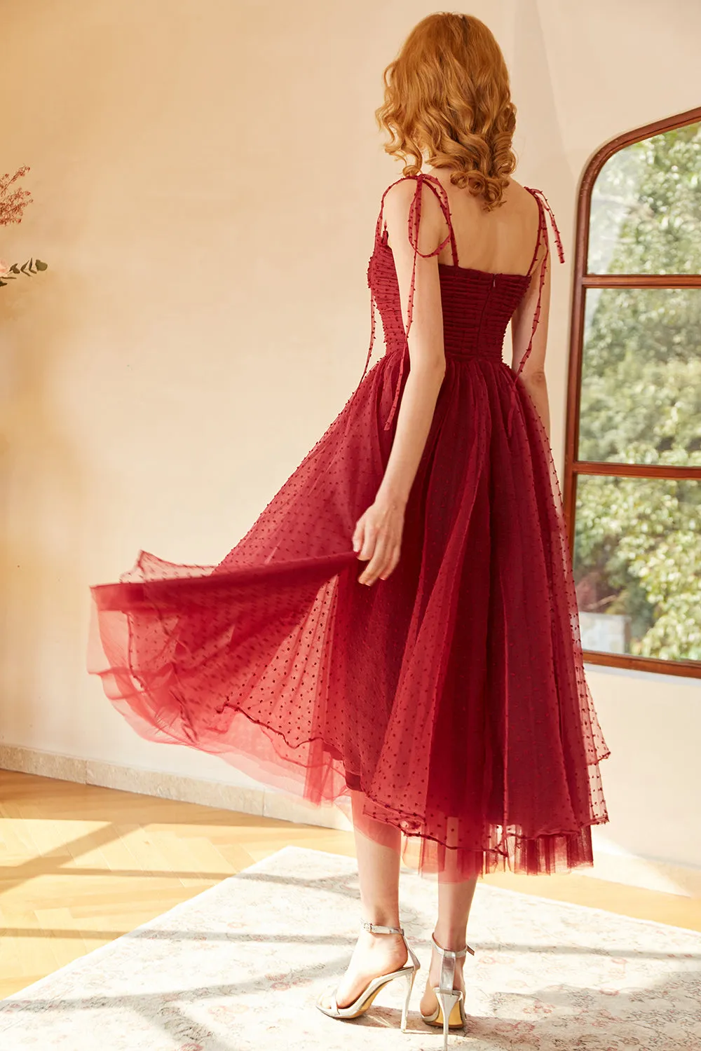 Red Polka Dots Spaghetti Straps Prom Dress sold by Zapaka product image thumbnail 2