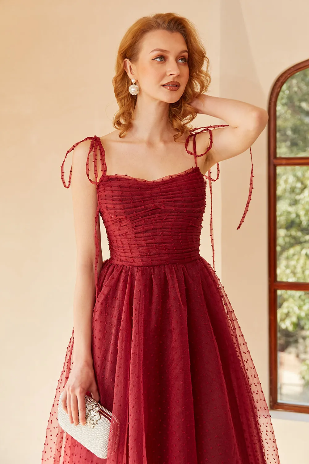 Red Polka Dots Spaghetti Straps Prom Dress sold by Zapaka product image thumbnail 3