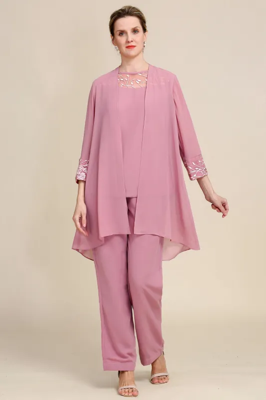 Blush Long Sleeves 3 Piece Mother of the Bride Pant Suits sold by Zapaka
