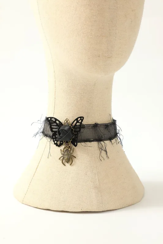 Halloween Spider Butterfly Fringe Choker sold by Zapaka