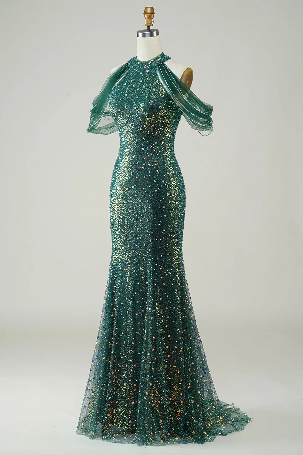 Sparkly Dark Green Sequin Mermaid Long Prom Dress sold by Zapaka product image thumbnail 3
