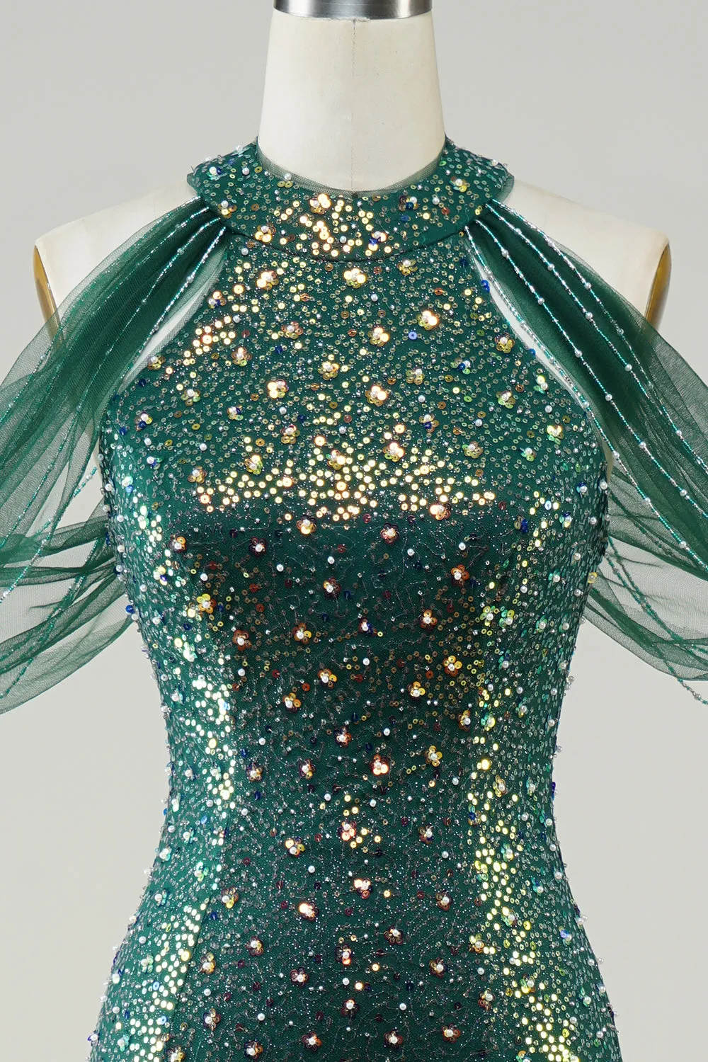 Sparkly Dark Green Sequin Mermaid Long Prom Dress sold by Zapaka product image thumbnail 4