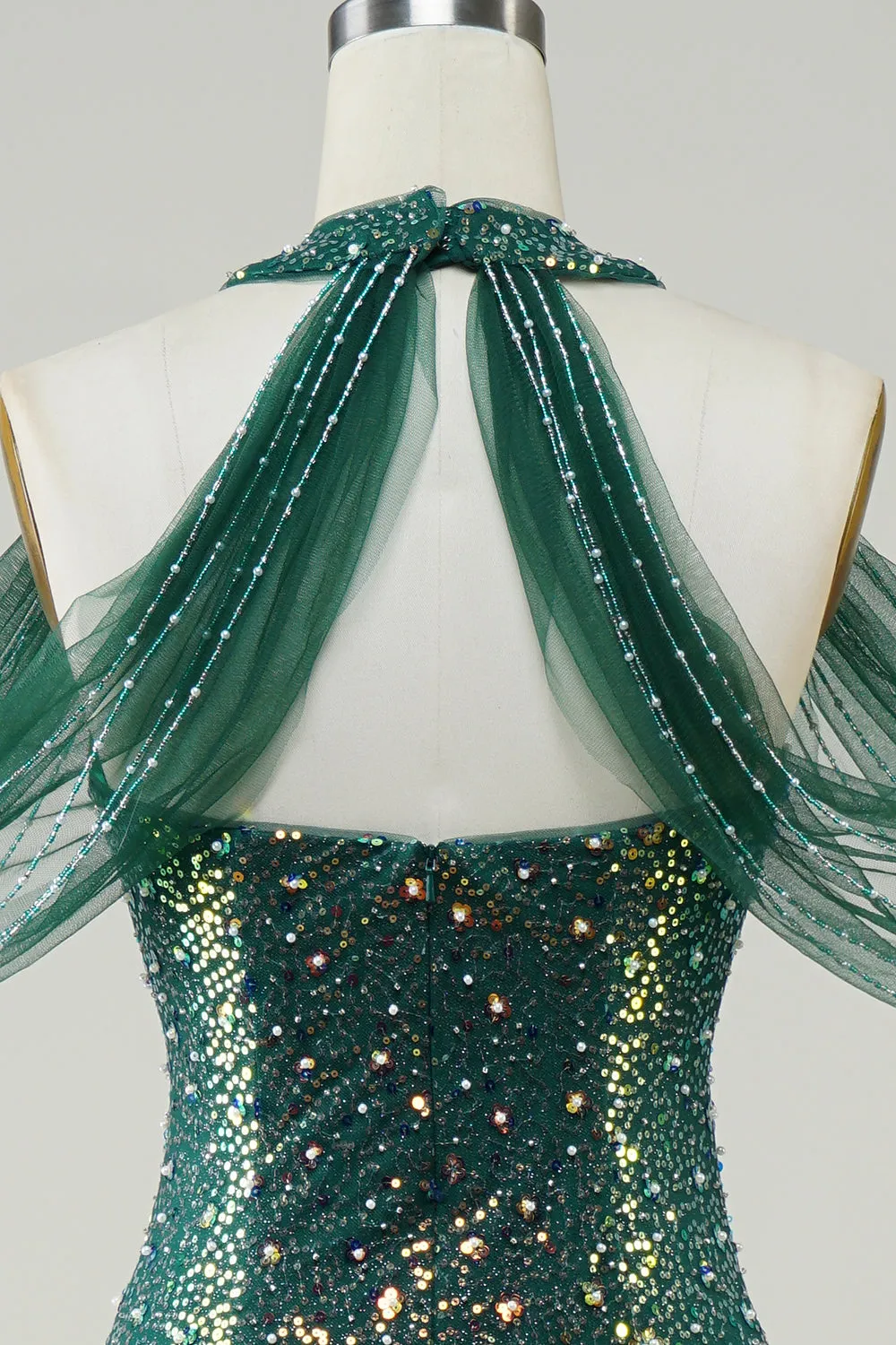 Sparkly Dark Green Sequin Mermaid Long Prom Dress sold by Zapaka product image thumbnail 5