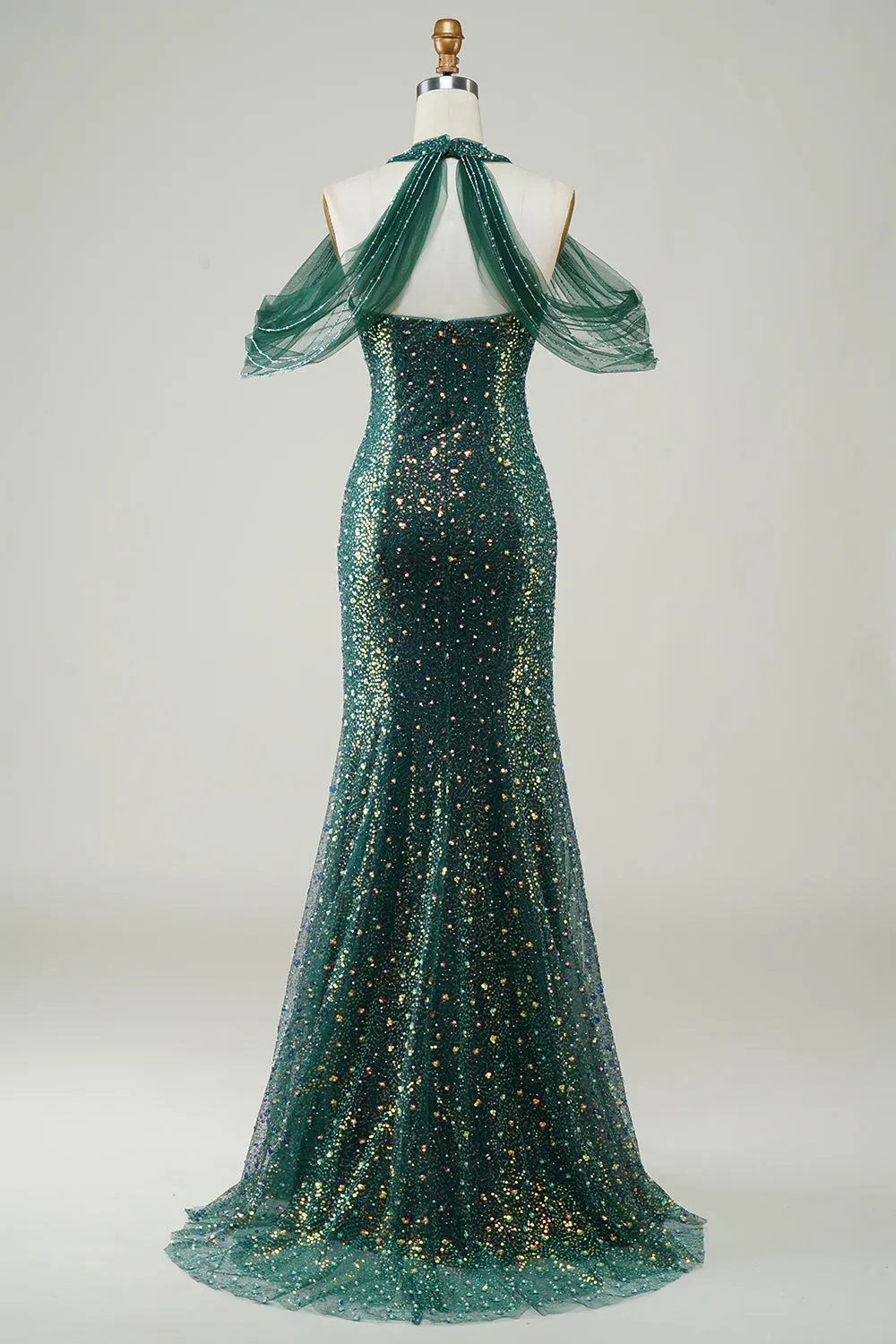 Sparkly Dark Green Sequin Mermaid Long Prom Dress sold by Zapaka product image thumbnail 2