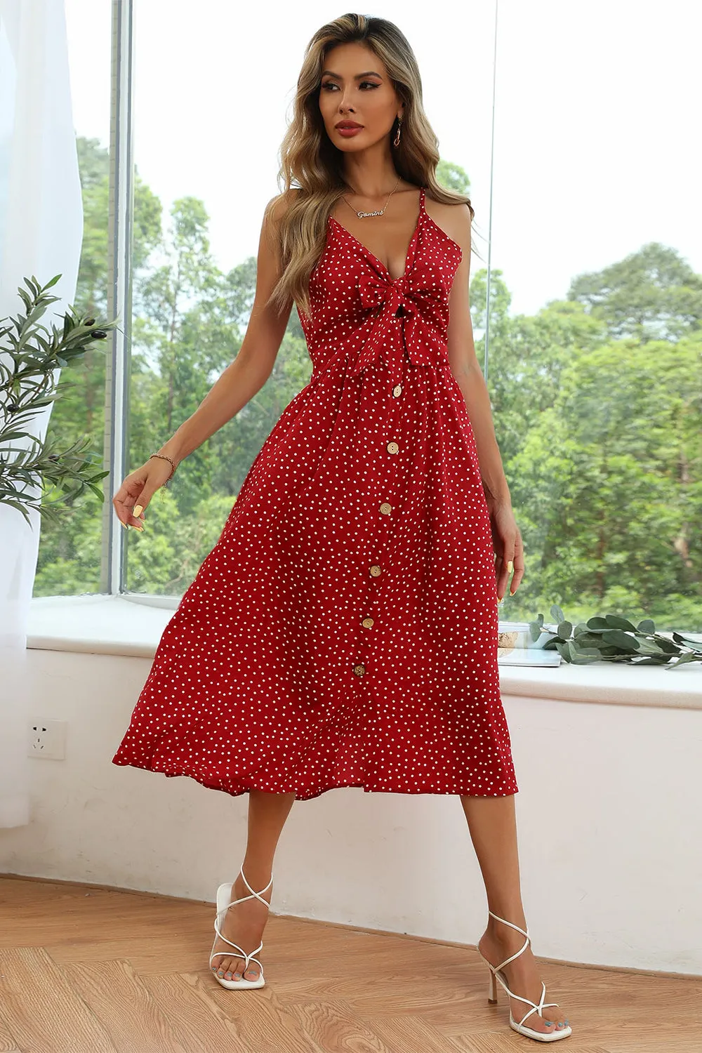 Red Polka Dots Maxi Summer Dress sold by Zapaka product image thumbnail 5
