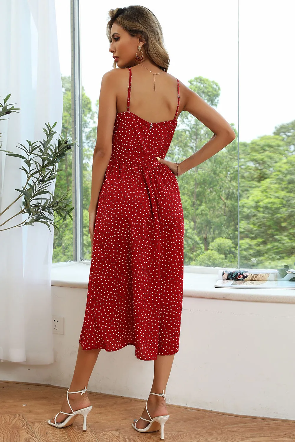 Red Polka Dots Maxi Summer Dress sold by Zapaka product image thumbnail 2