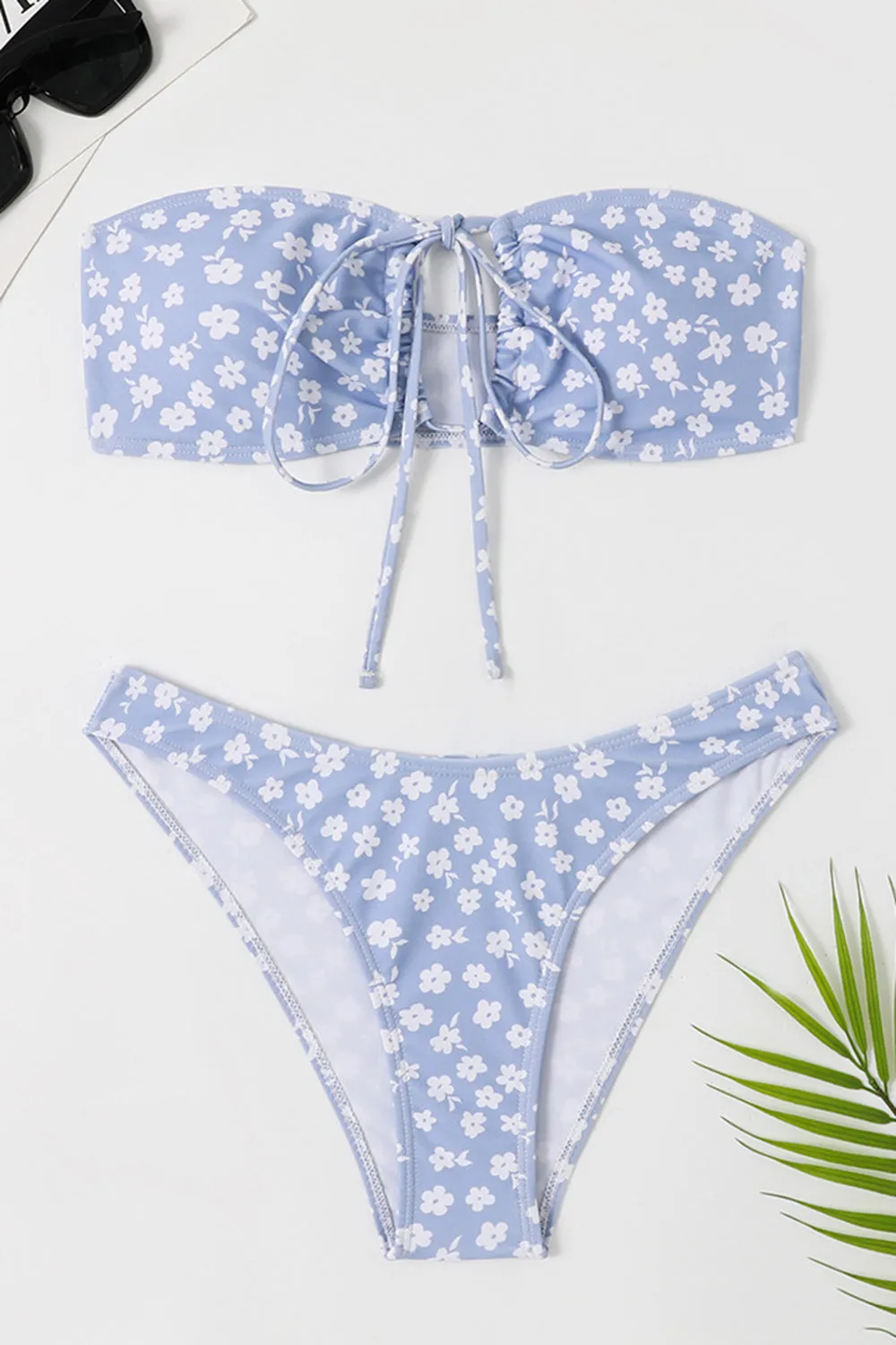 Two Piece Tube Top Pink Floral Swimsuit sold by Zapaka product image thumbnail 5