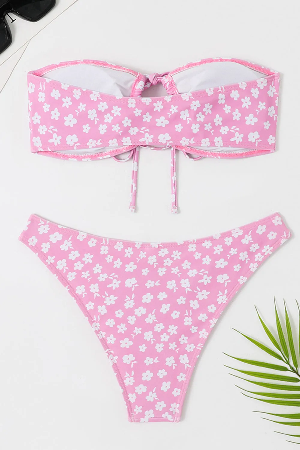 Two Piece Tube Top Pink Floral Swimsuit sold by Zapaka product image thumbnail 2
