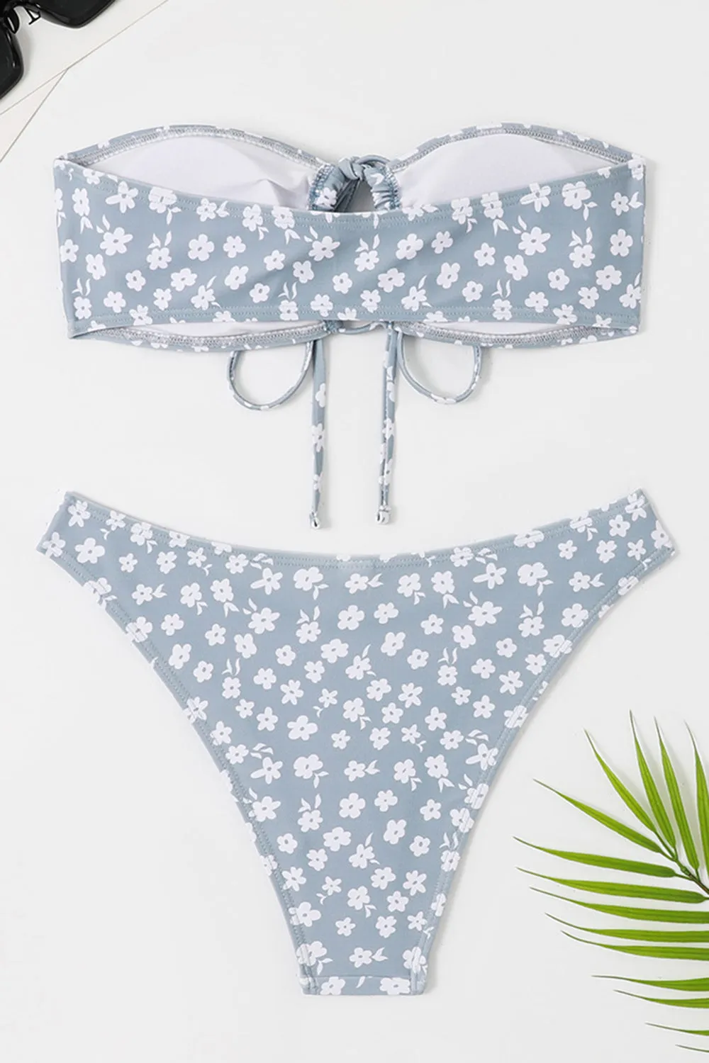 Two Piece Tube Top Pink Floral Swimsuit sold by Zapaka product image thumbnail 4
