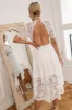 V-neck White Lace Dress sold by Zapaka