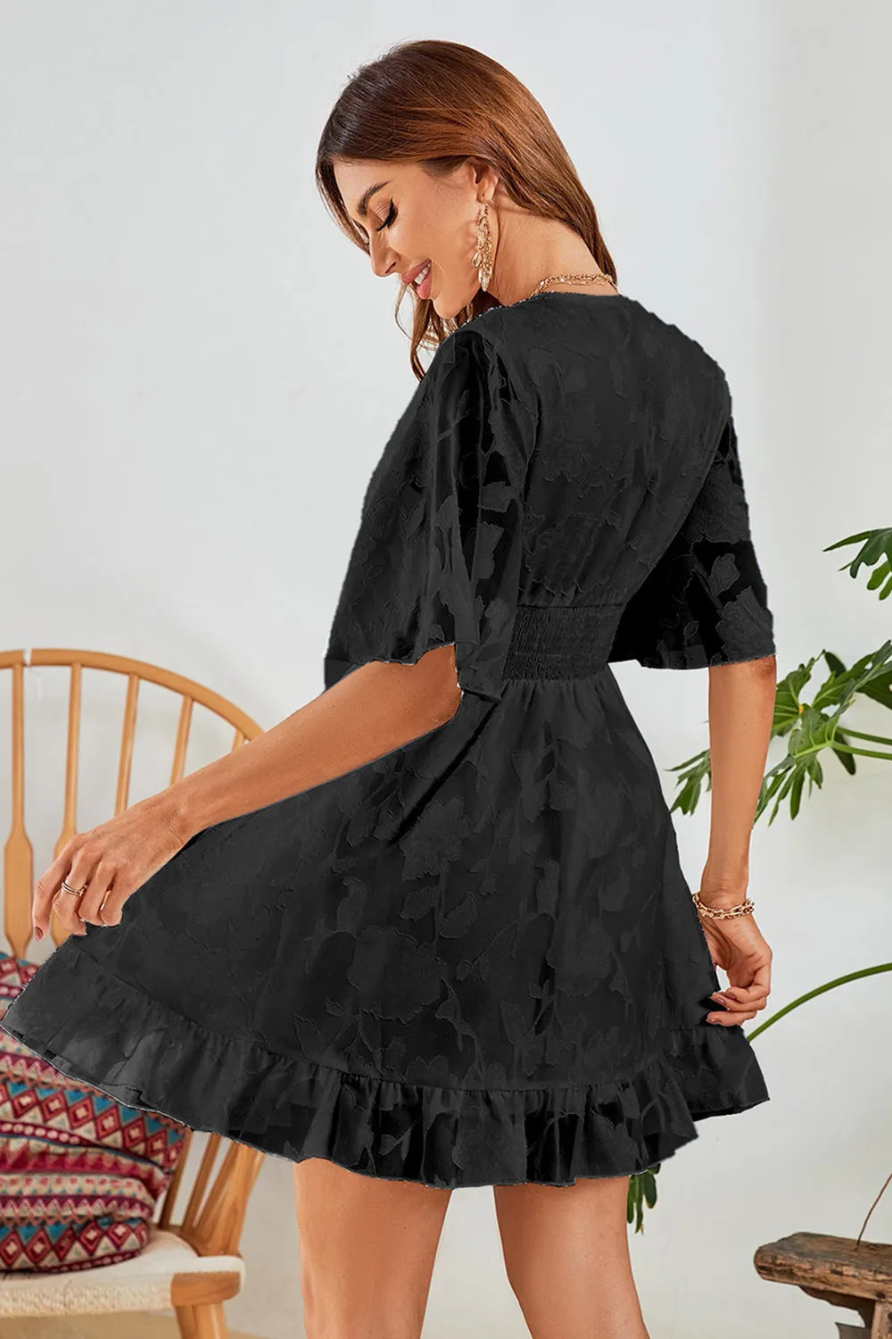 White A-Line V Neck Graduation Dress With Short Sleeves sold by Zapaka product image thumbnail 5