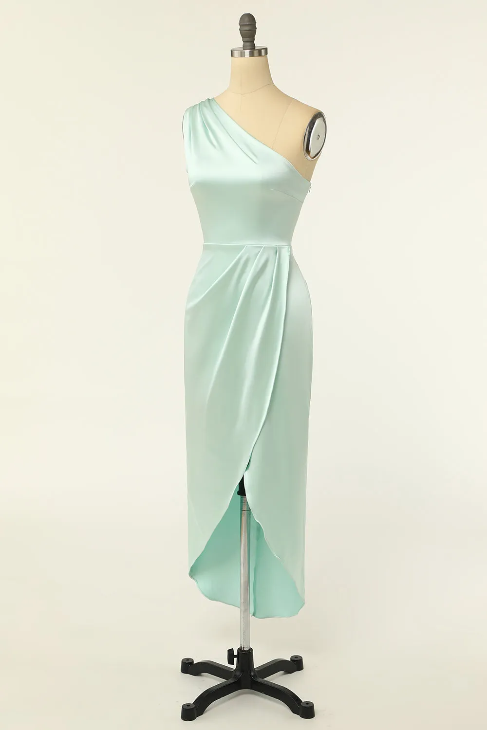 Sheath One Shoulder Sage Bridesmaid Dress sold by Zapaka product image thumbnail 4