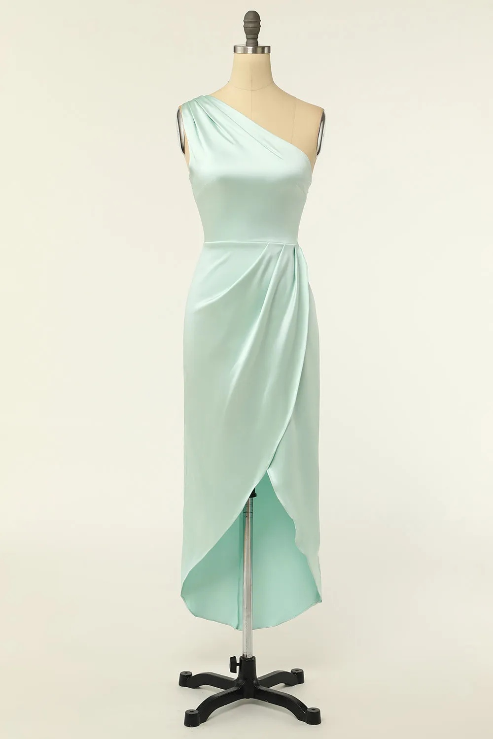 Sheath One Shoulder Sage Bridesmaid Dress sold by Zapaka