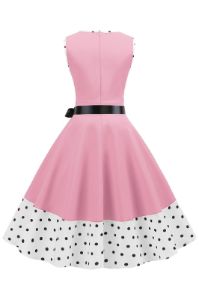 Pink Polka Dots Sleeveless 1950s Dress With Bowknot sold by Zapaka