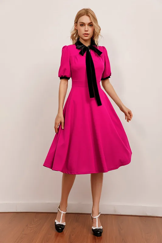 Casual Swing Dress with Puff Sleeves sold by Zapaka