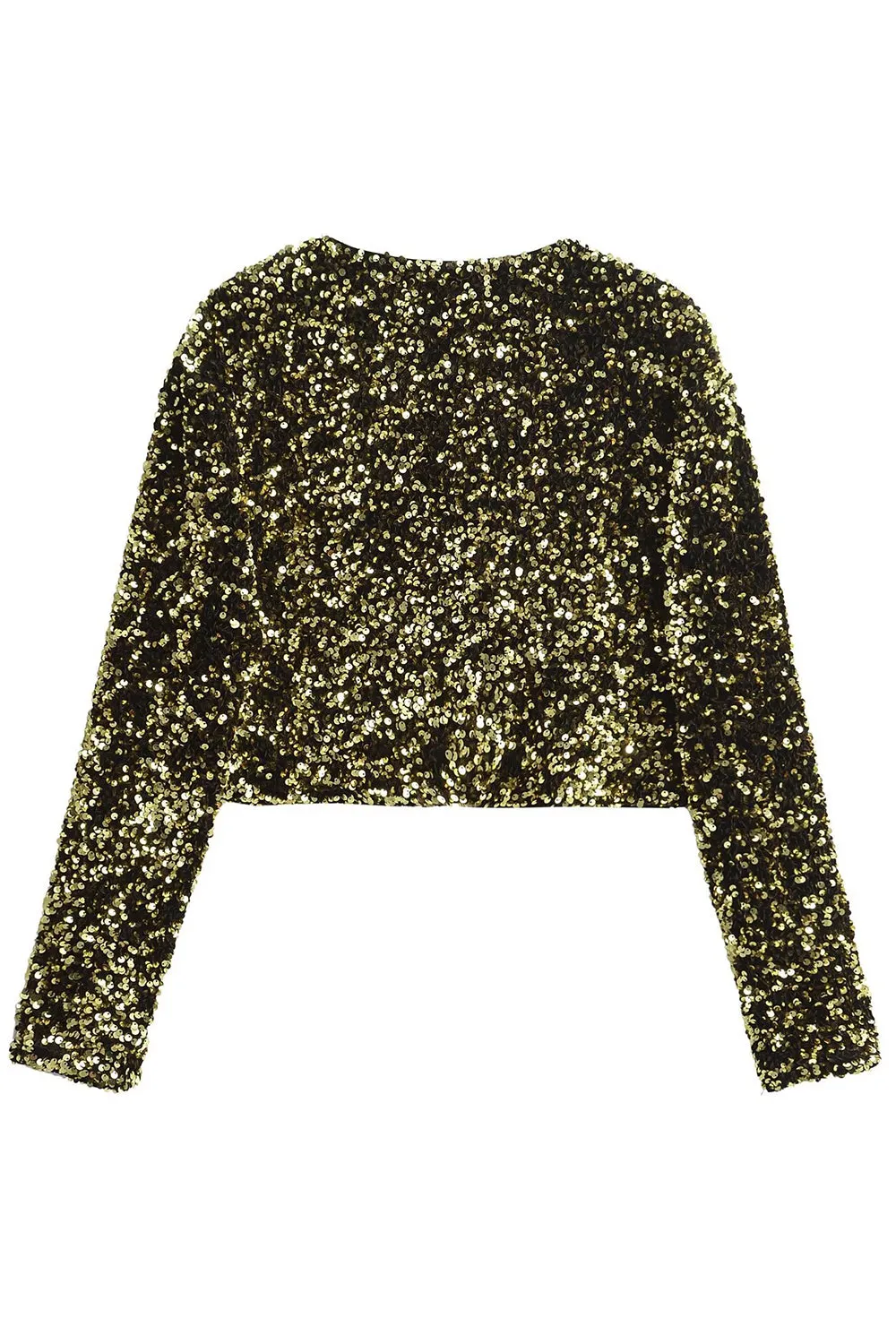 Sparkly Black Sequins Cropped Women Blazer with Bowknot sold by Zapaka product image thumbnail 4