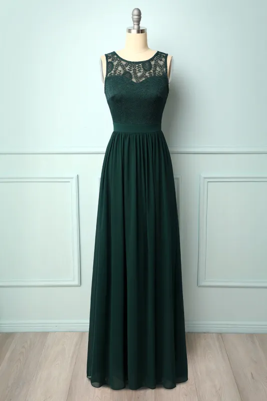 Dark Green Lace Long Dress sold by Zapaka