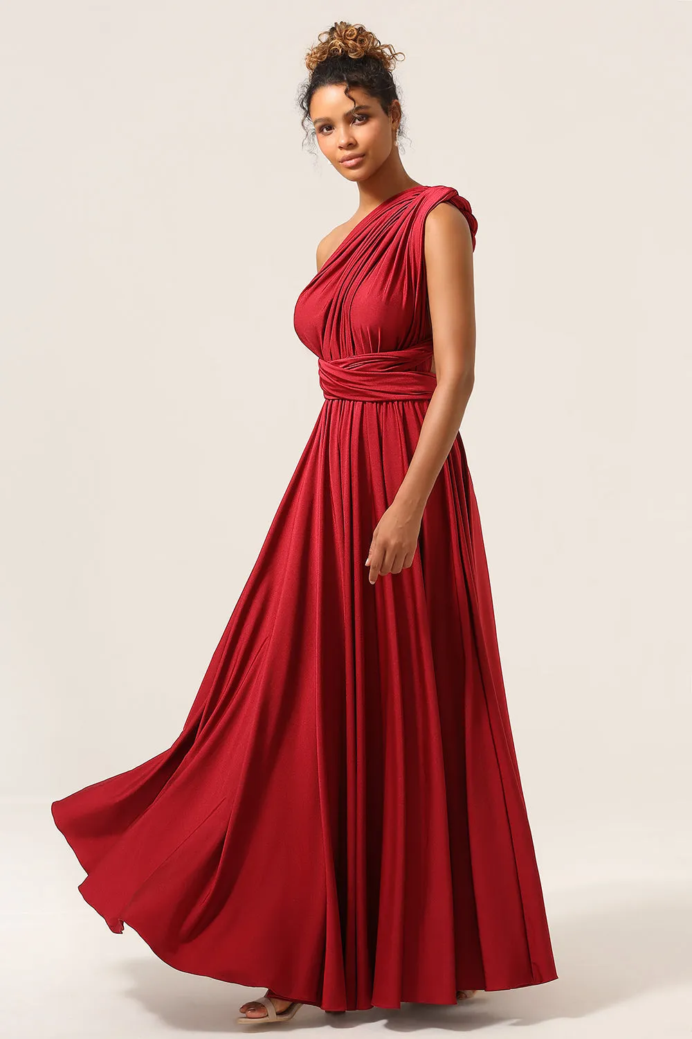 Beauty A-Line Halter Neck Burgundy Long Bridesmaid Dress with Criss Cross Back sold by Zapaka product image thumbnail 4