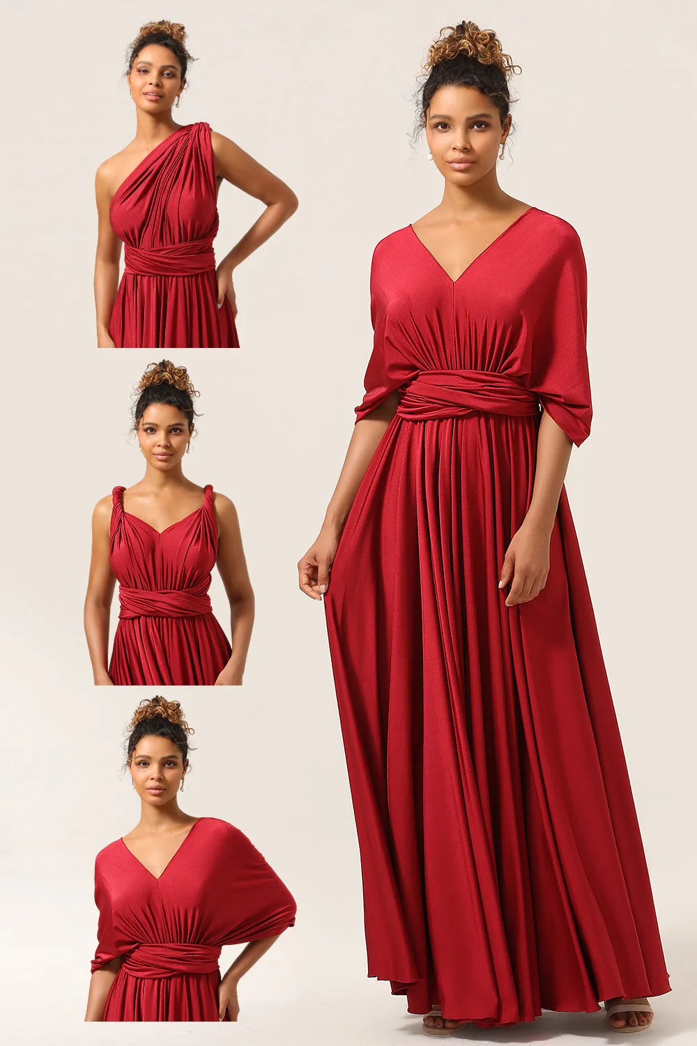 Beauty A-Line Halter Neck Burgundy Long Bridesmaid Dress with Criss Cross Back sold by Zapaka product image thumbnail 3