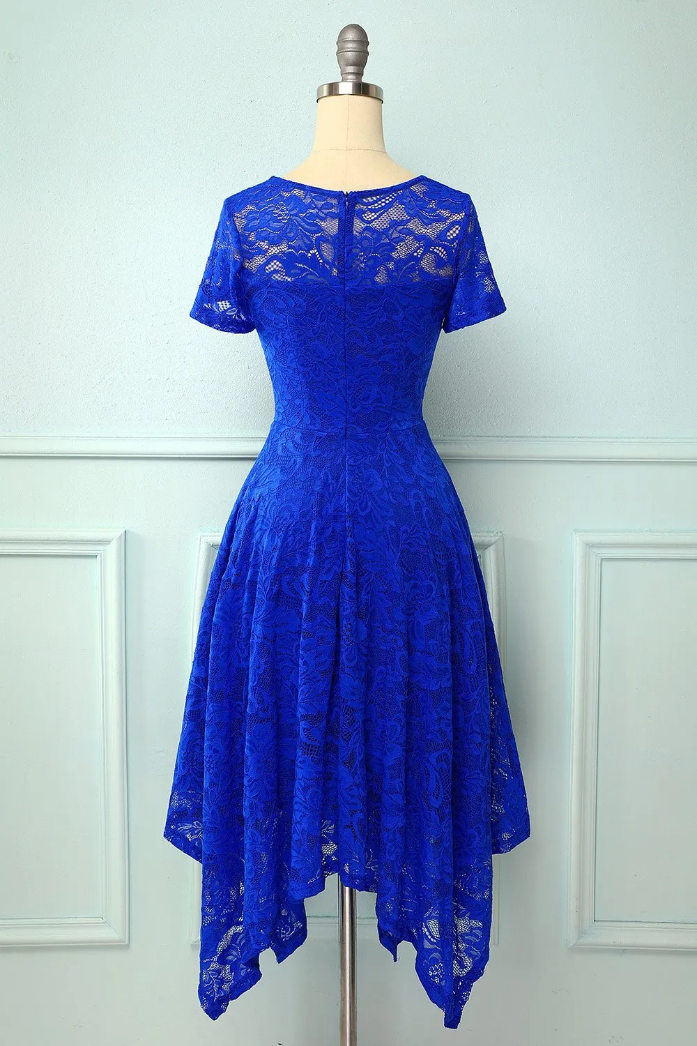 Asymmetical Royal Blue Lace Dress sold by Zapaka product image thumbnail 2