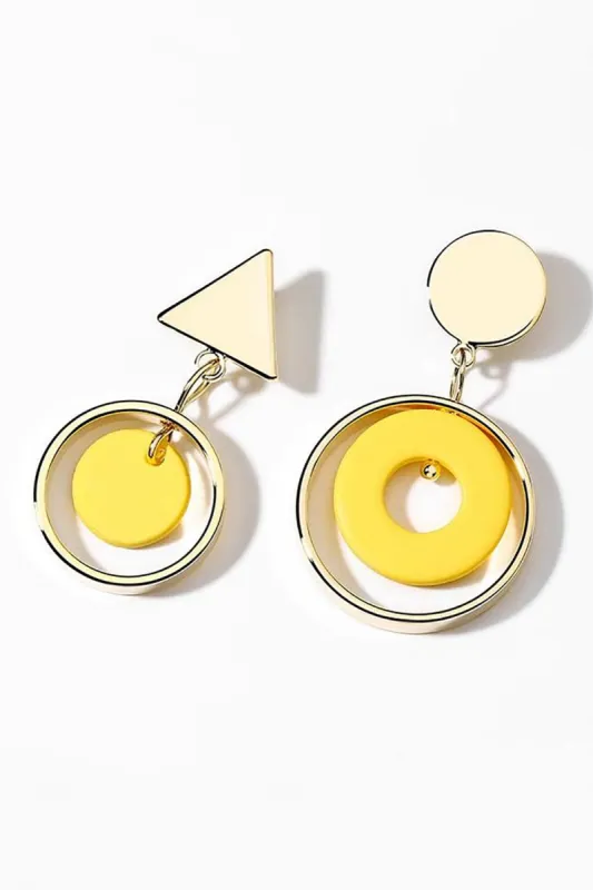 Yellow Asymmetric Statement Earrings sold by Zapaka
