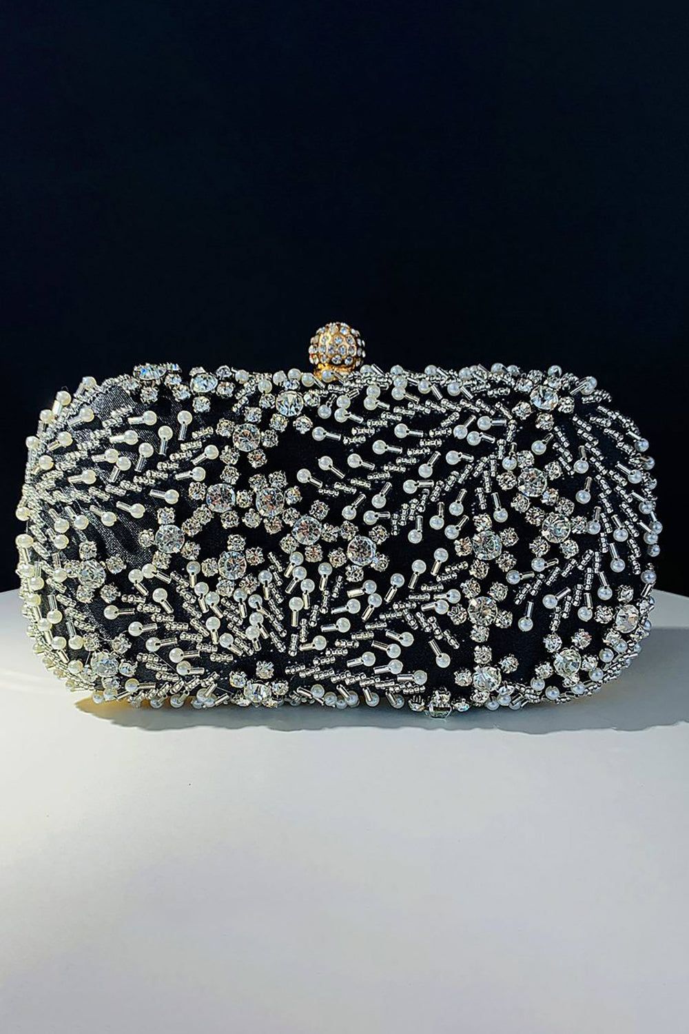 Black Sparkly Rhinestone Beaded Evening Clutch Bag sold by Zapaka product image thumbnail 3