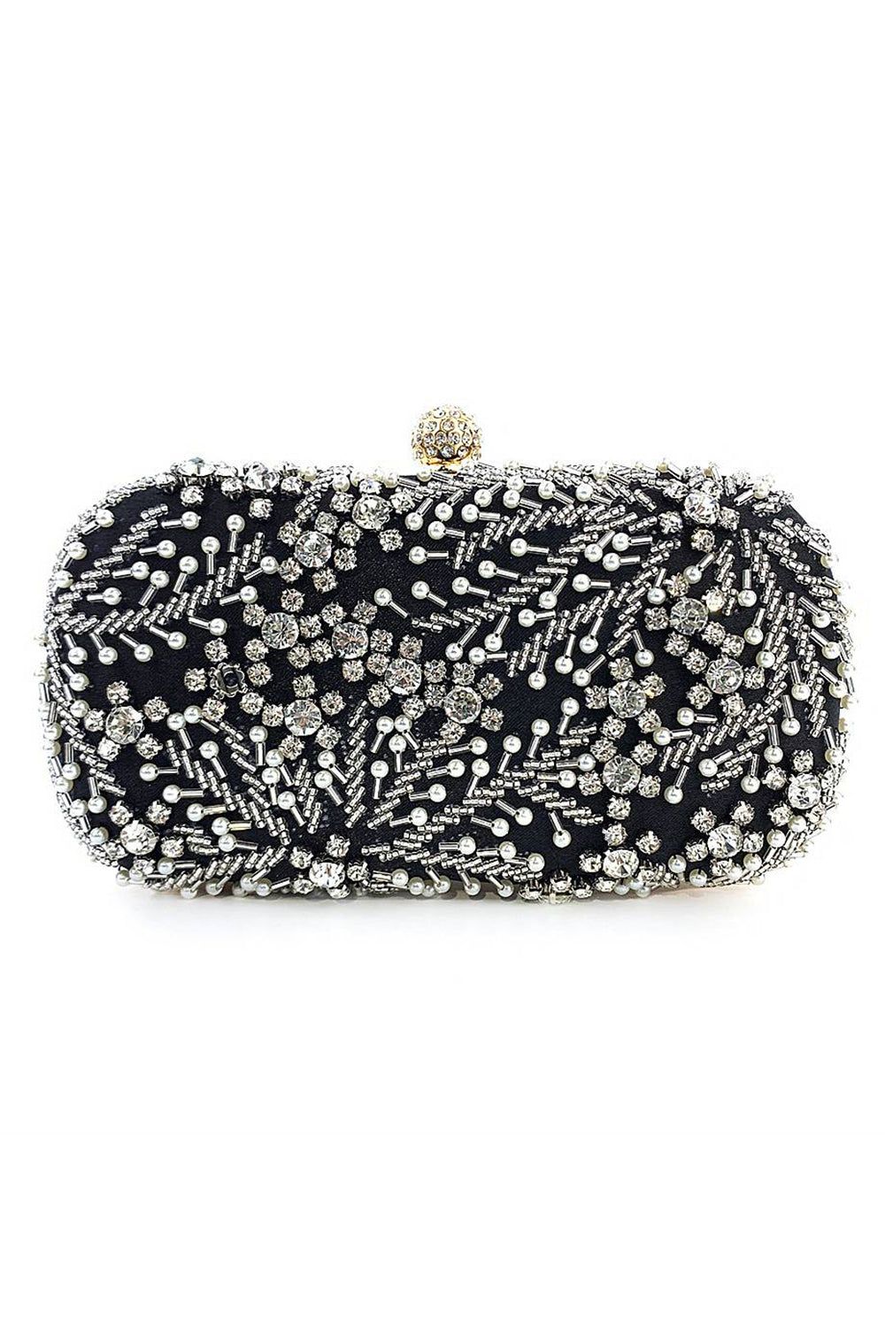 Black Sparkly Rhinestone Beaded Evening Clutch Bag sold by Zapaka