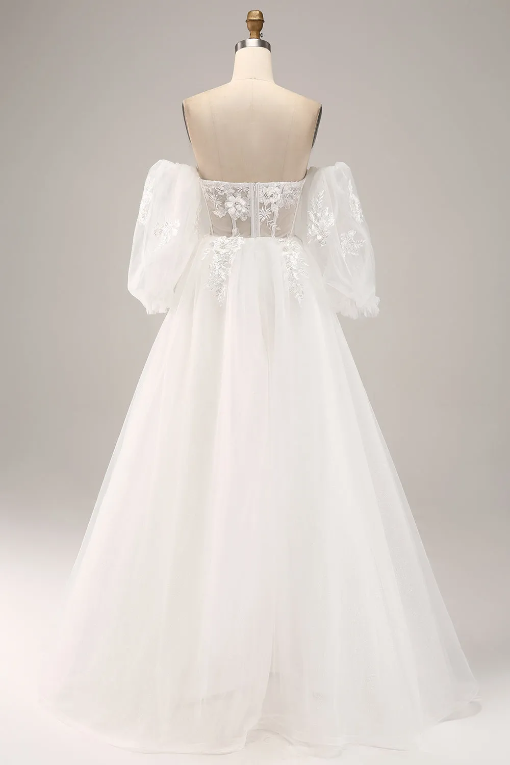 Off the Shoulder Tulle Wedding Dress with Appliques sold by Zapaka product image thumbnail 2