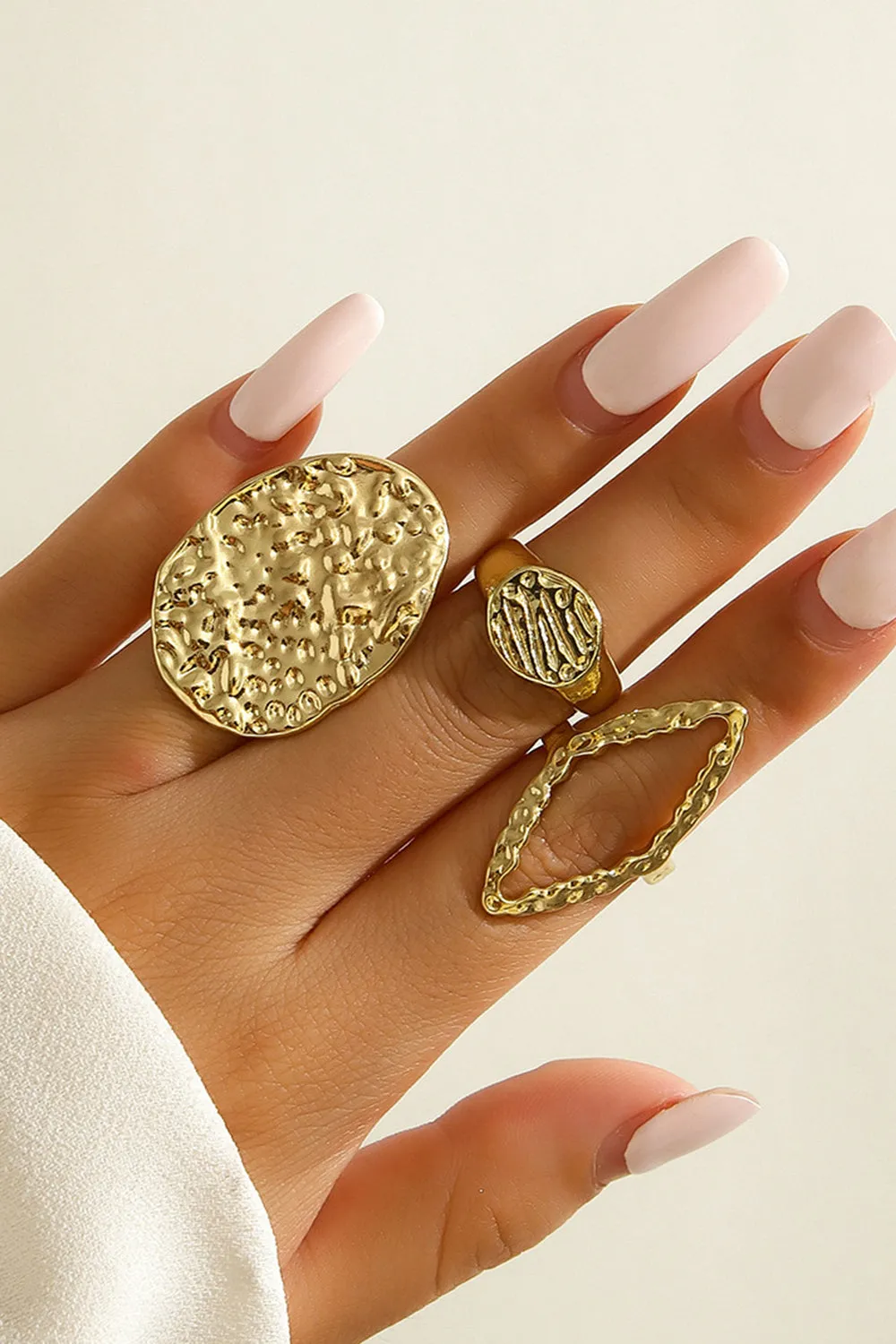 Modern Golden Geometric Rings Set sold by Zapaka