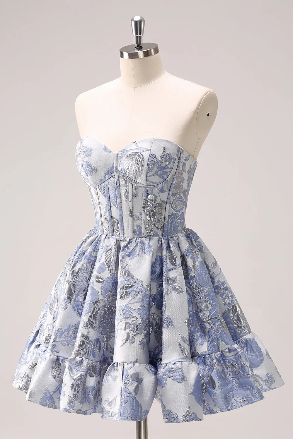 Blue Corset A Line Sweetheart Homecoming Dress sold by Zapaka product image thumbnail 3