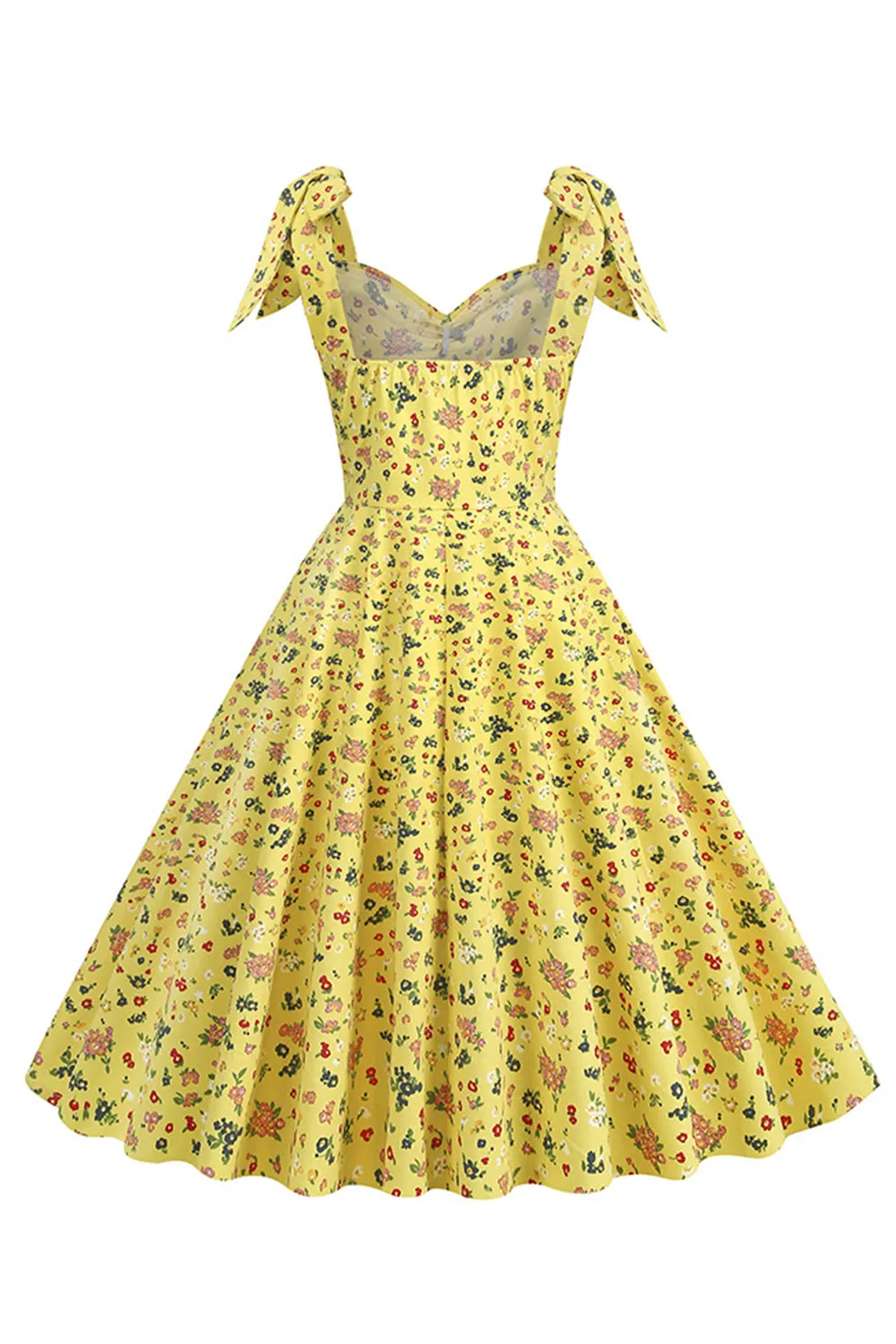 Yellow Printed Sleeveless Straps Vintage Dress sold by Zapaka product image thumbnail 2