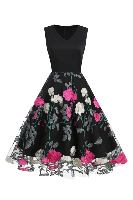 Fuchsia and Black Vintage 1950s Dress sold by Zapaka