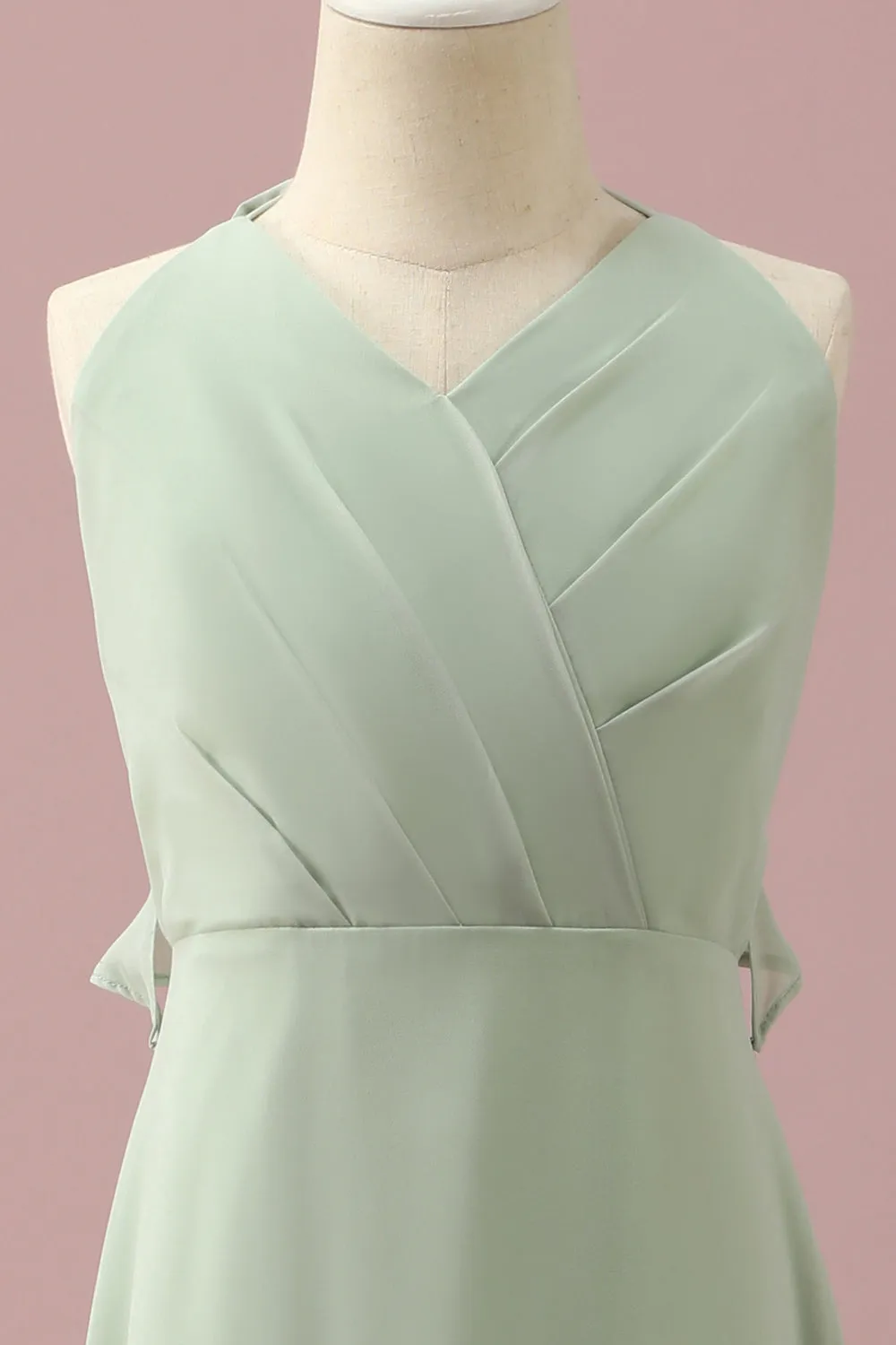 Sage Halter Chiffon A-Line Junior Bridesmaid Dress sold by Zapaka product image thumbnail 4