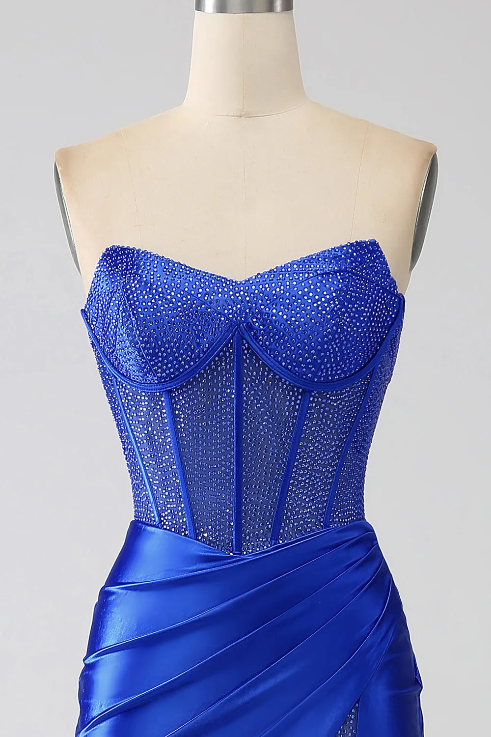 Mermaid Strapless Royal Blue Corset Prom Dress with Beading sold by Zapaka product image thumbnail 4