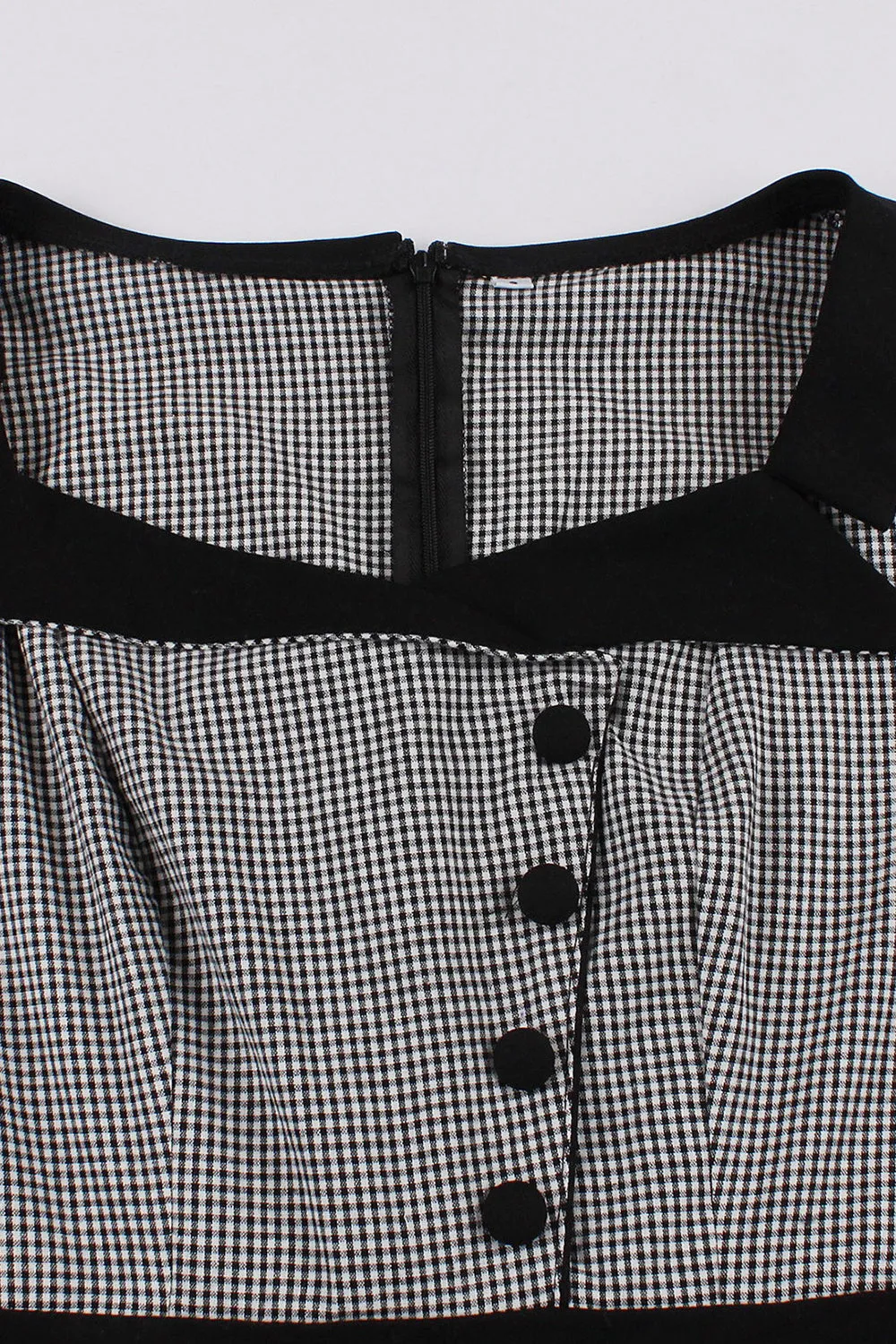 Plaid Black Swing 1950s Dress with Buttons sold by Zapaka product image thumbnail 3
